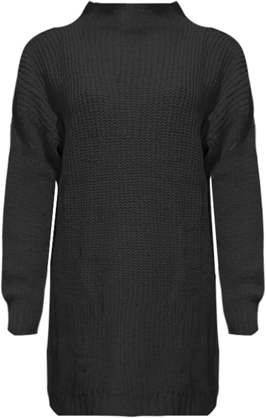 Womens Winter Knitted Sweater Turtleneck Oversized Long Sleeve Sweater Dress 2024 Plus Size Tunic Pullover Fall Dress