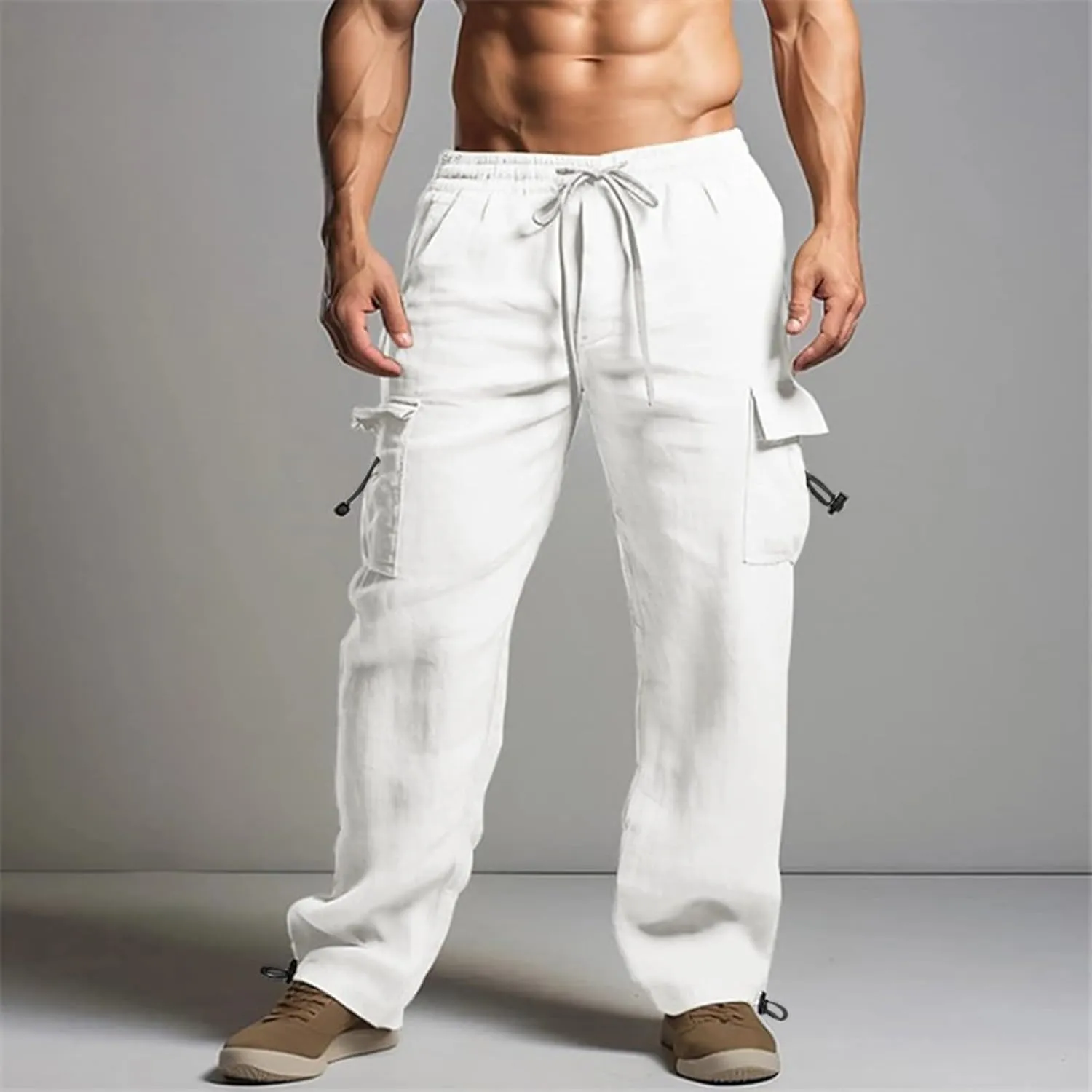 Work Pants for Men Slim Fit Mens Casual Workout Pants Relaxed Fit Comfy Lightweight Drawstring Chino Cargo Pants