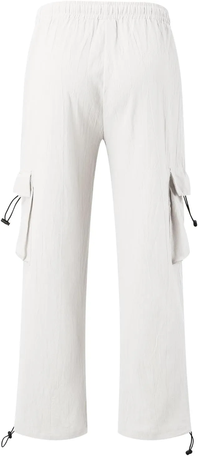 Work Pants for Men Slim Fit Mens Casual Workout Pants Relaxed Fit Comfy Lightweight Drawstring Chino Cargo Pants