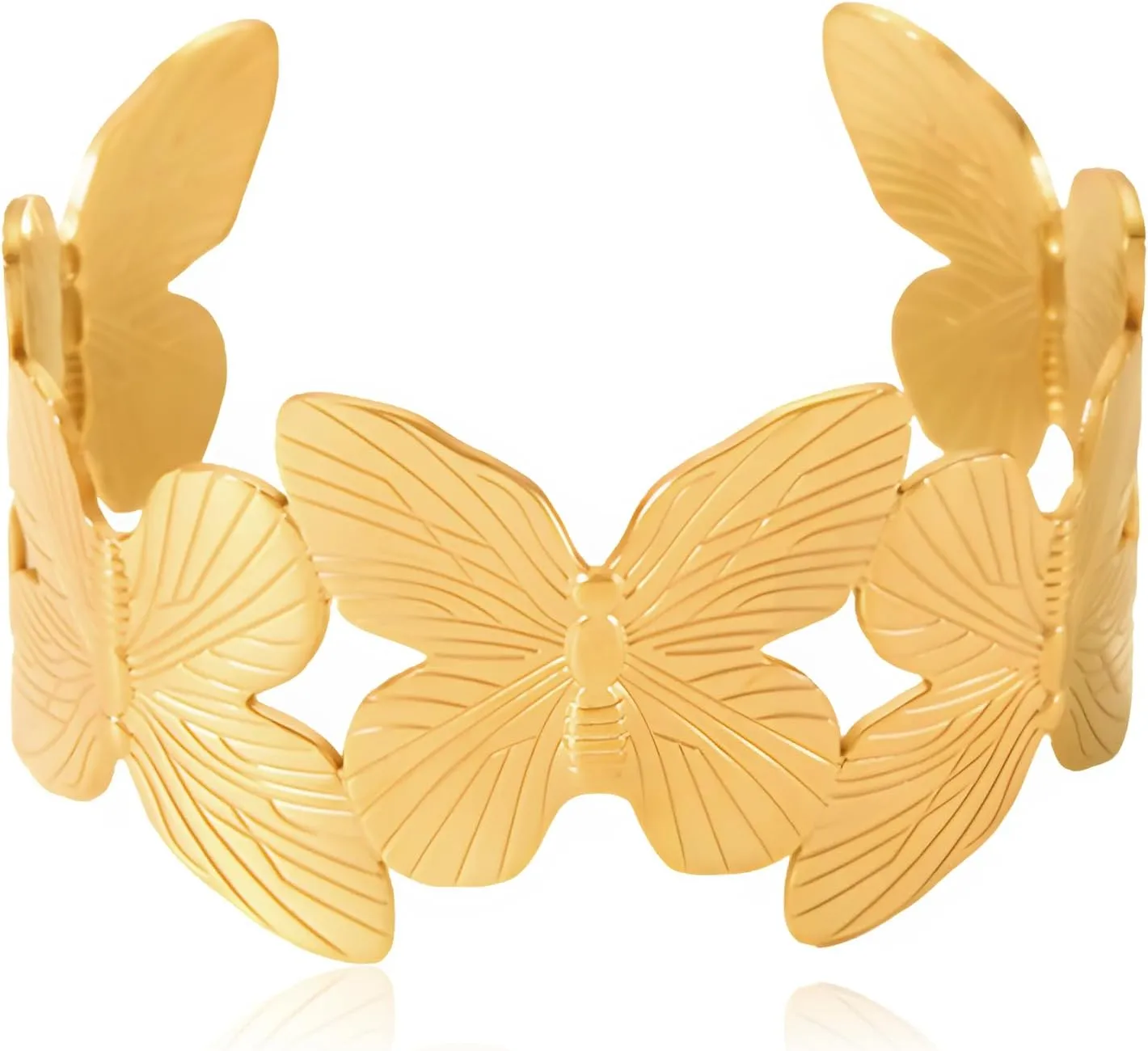 YBMYCM Wide Cuff Chunky Gold Bracelets for Women 18K Gold Plated Open Cuff Bangles Flower Butterfly Wrist Cuff Bracelets for Women as Gifts