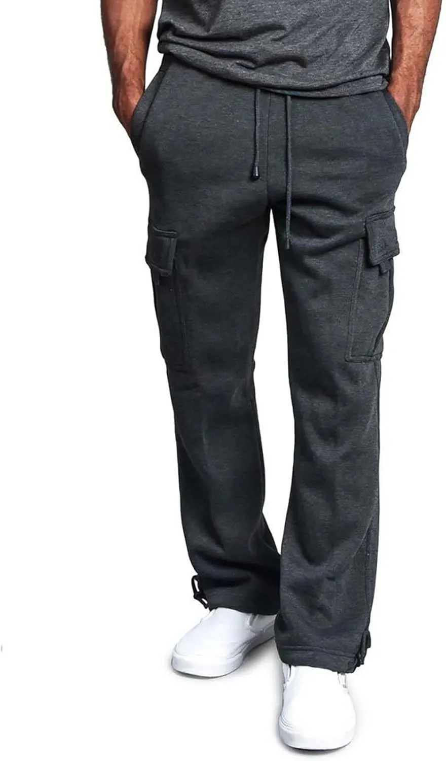 Ymosrh Mens Pants Relaxed Fit Overalls Drawstring Multi Pocket Casual Pants Hiking Cotton Twill Combat Pants Stretch
