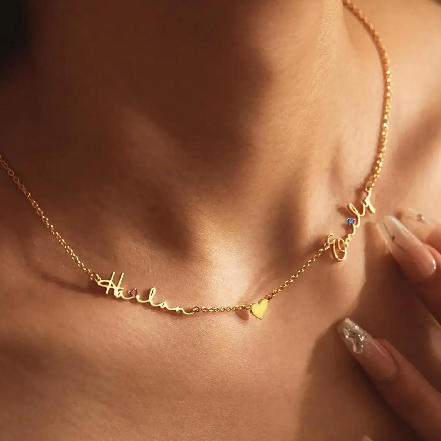 Yopicks Mothers Day Custom Name Necklace Personalized for Women,18k Gold Plated Customized Multiple Names Necklace Personalized Jewelry Gifts for Mom
