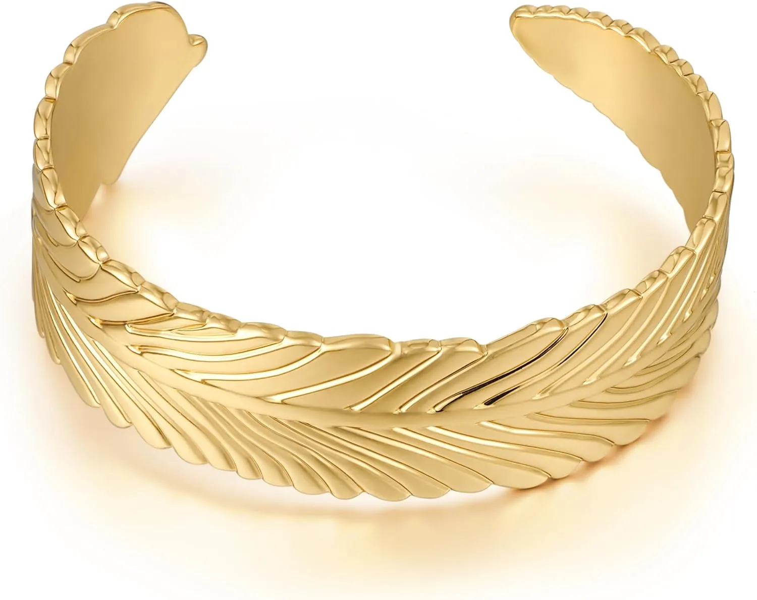 YUJIE Cuff Bangle Bracelets for Women Chunky Gold Bracelet Leaf Open Bracelet Stretchable Thick Gold Bangles