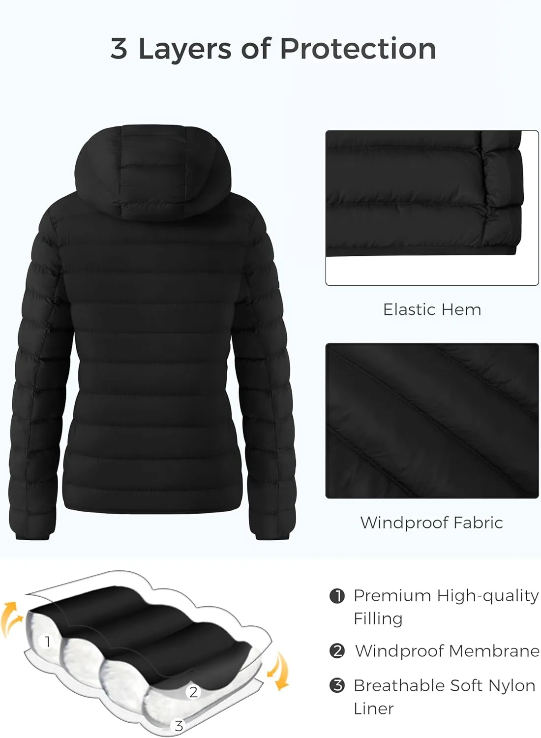 ZSHOW Women's Packable Puffer Jacket Warm Hooded Lightweight Winter Coat